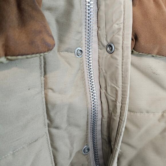 Vintage Puffer Coat Mens Small Tan Brown 80s Utility Farm Ranch Western Warm - Picture 7 of 13